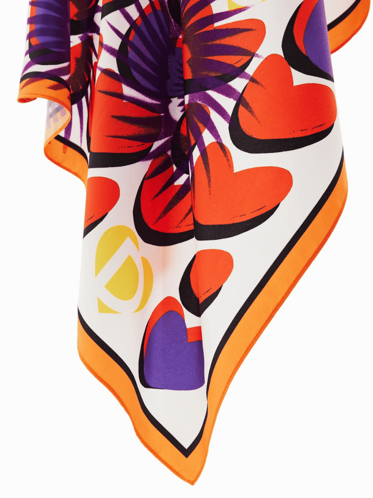 Desigual Square Scarf in Heart Carré Print 24SAWA33 Desigual Stockist Online Signature of Double Bay European Spanish Fashion Mature Fashion jackets Blazers dresses shirts