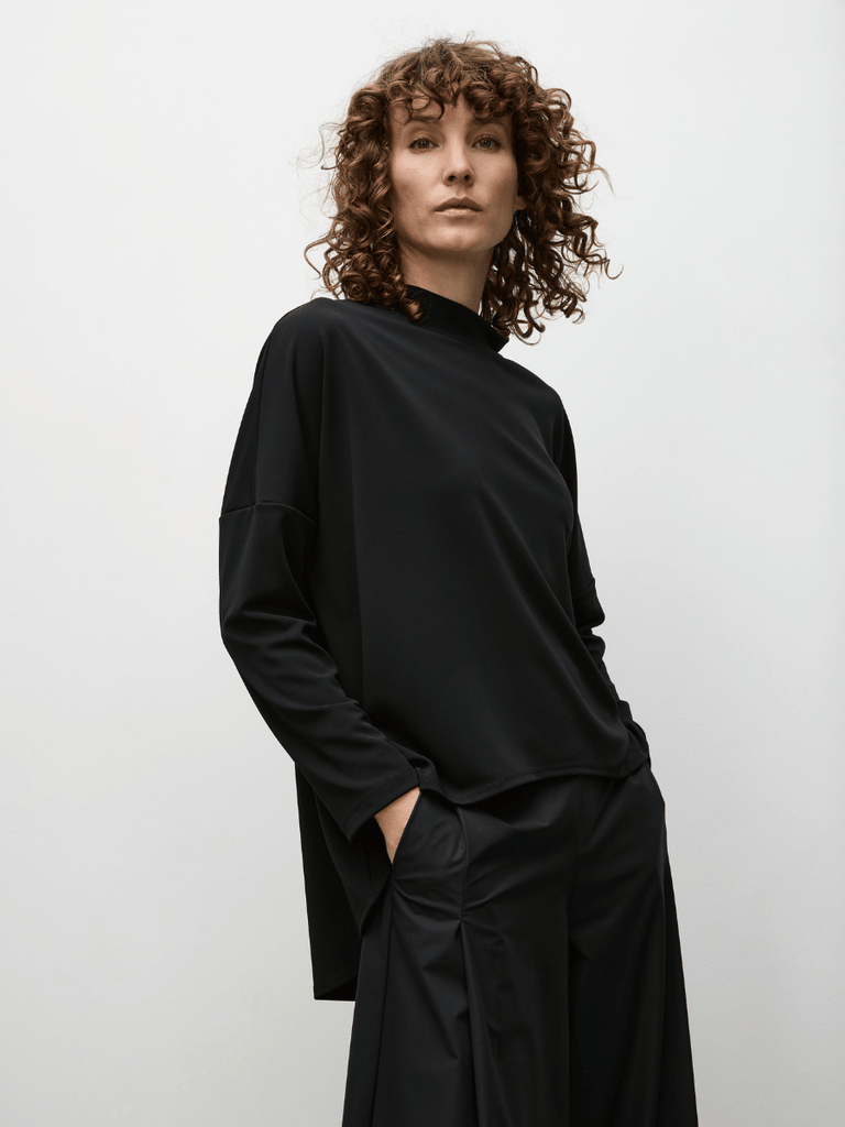 Mela Purdie Arc Sweater in Black 8617 Buy Mela Purdie Stockist Australia Online Signature of Double Bay Matte Jersey Blouses professional