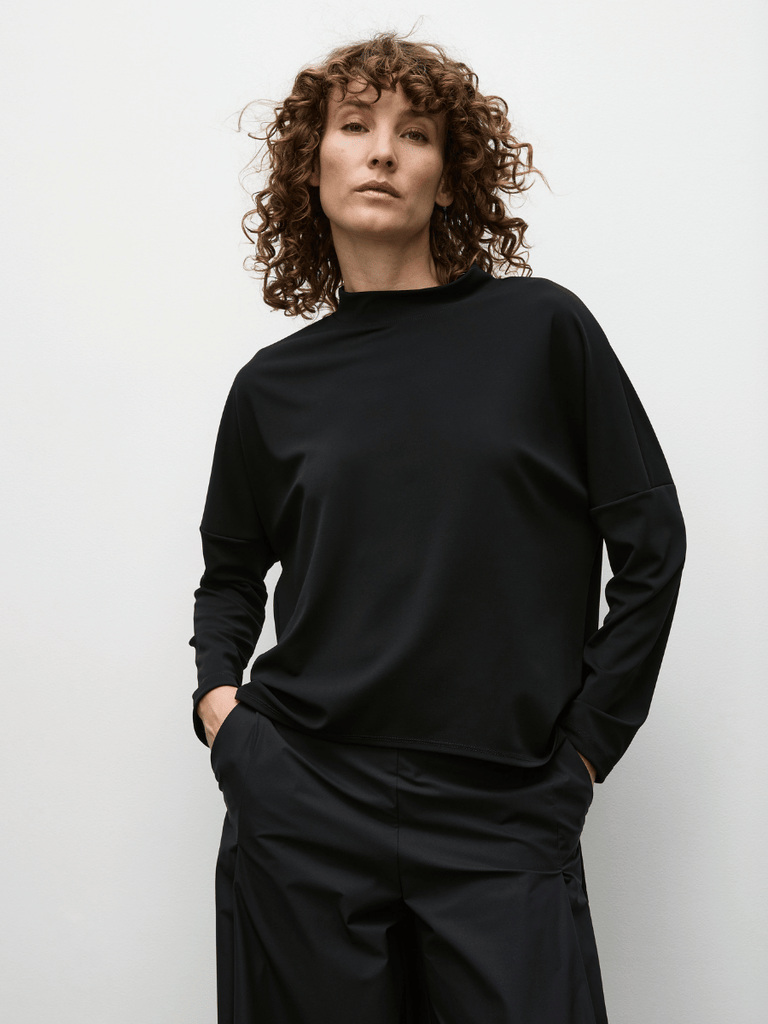 Mela Purdie Arc Sweater in Black 8617 Buy Mela Purdie Stockist Australia Online Signature of Double Bay Matte Jersey Blouses professional