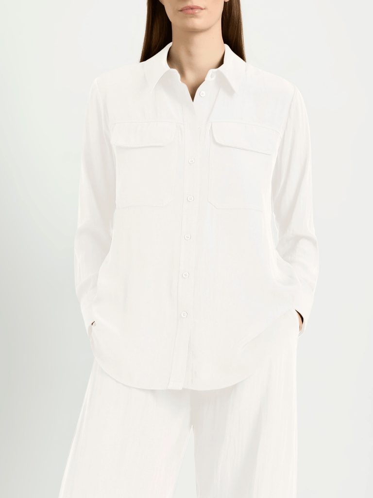 Mela Purdie Trunk Shirt in White 8564 Mela Purdie Stockist Online Australia Signature of Double Bay Tops Dresses Elegant Clothing