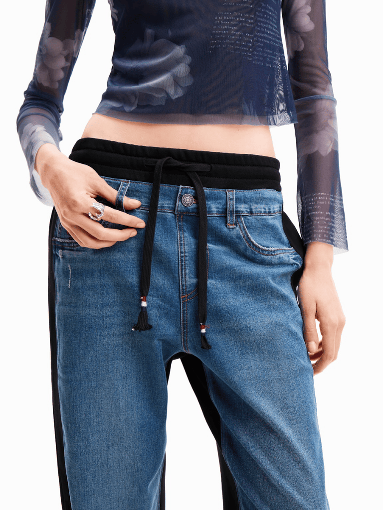 Desigual Contrast Jean Front Jogger Pant DD60 Shop Desigual Stockist Online Australia Signature of Double Bay Fashion Ethical mature fashion