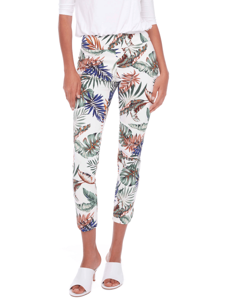 Up! Pants Tummy Control Slim Petal Pant 28" in Lotus Print 68025 Up Pants Tummy control stockist online Australia flattering body contouring shaping pants high rise waistband signature of double bay Sydney fashion