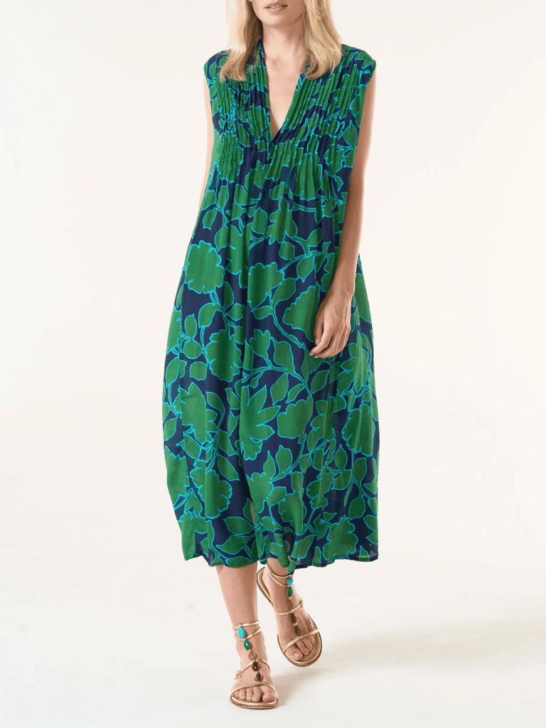 Oneseason Tommy Dress in Green Porto Vecchio Print Oneseason One Season lightweight and stylish resort wear Australian fashion label official stockist Signature of Double Bay