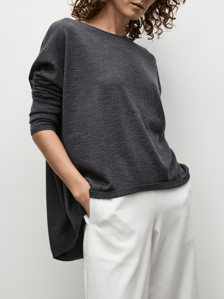 Mela Purdie Arc Sweater in Carbon Marl Grey 9298 Mela Purdie Stockist Online Australia Signature of Double Bay Tops Dresses Elegant Clothing