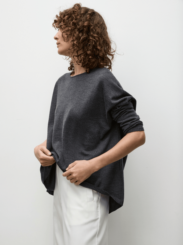 Mela Purdie Arc Sweater in Carbon Marl Grey 9298 Mela Purdie Stockist Online Australia Signature of Double Bay Tops Dresses Elegant Clothing