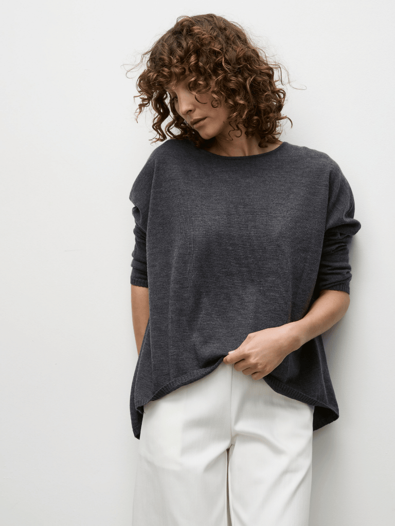 Mela Purdie Arc Sweater in Carbon Marl Grey 9298 Mela Purdie Stockist Online Australia Signature of Double Bay Tops Dresses Elegant Clothing