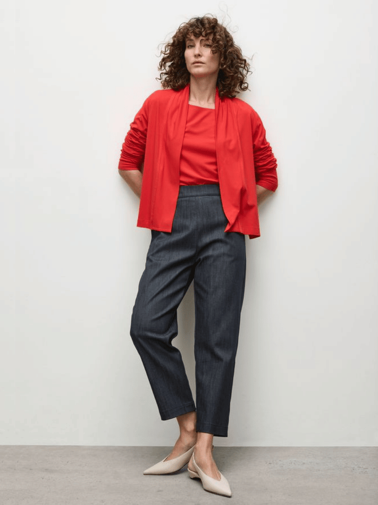 Mela Purdie 3/4 Sleeve Relaxed Boat Neck Top in Poppy Red 2630 Mela Purdie Stockist Online Australia Signature of Double Bay Tops Dresses Elegant Clothing