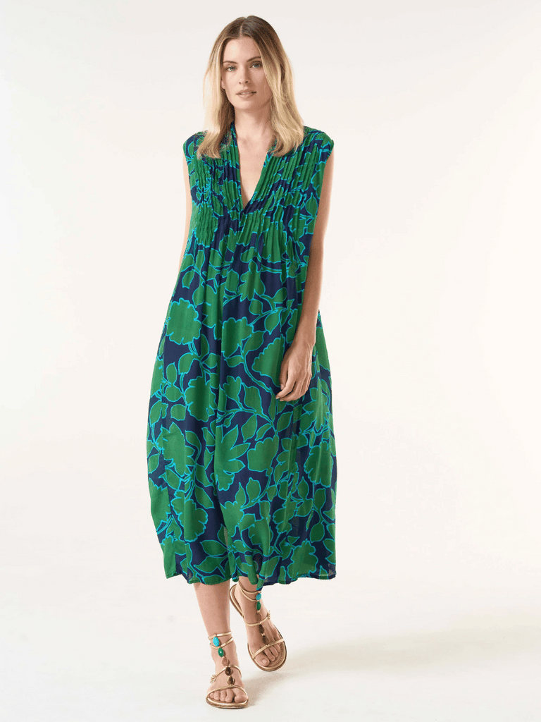 Oneseason Tommy Dress in Green Porto Vecchio Print Oneseason One Season lightweight and stylish resort wear Australian fashion label official stockist Signature of Double Bay