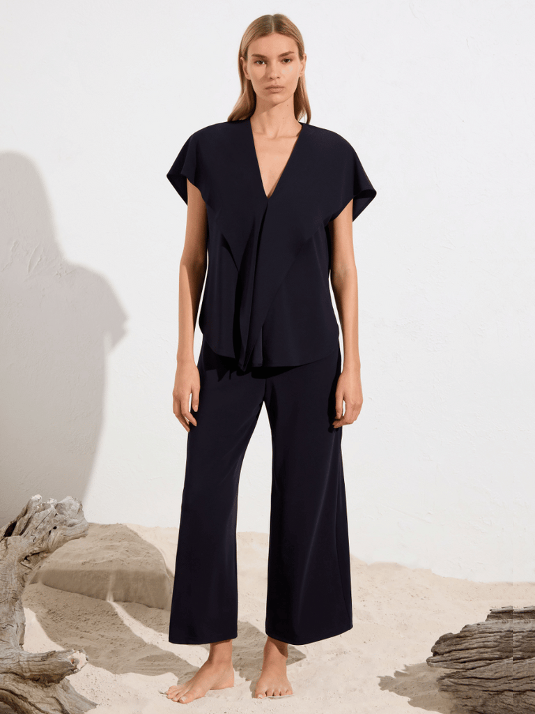 Mela Purdie Nautica Shell in True Navy Powder Knit 8608 Mela Purdie Stockist Online Australia Signature of Double Bay Tops Dresses Elegant Clothing