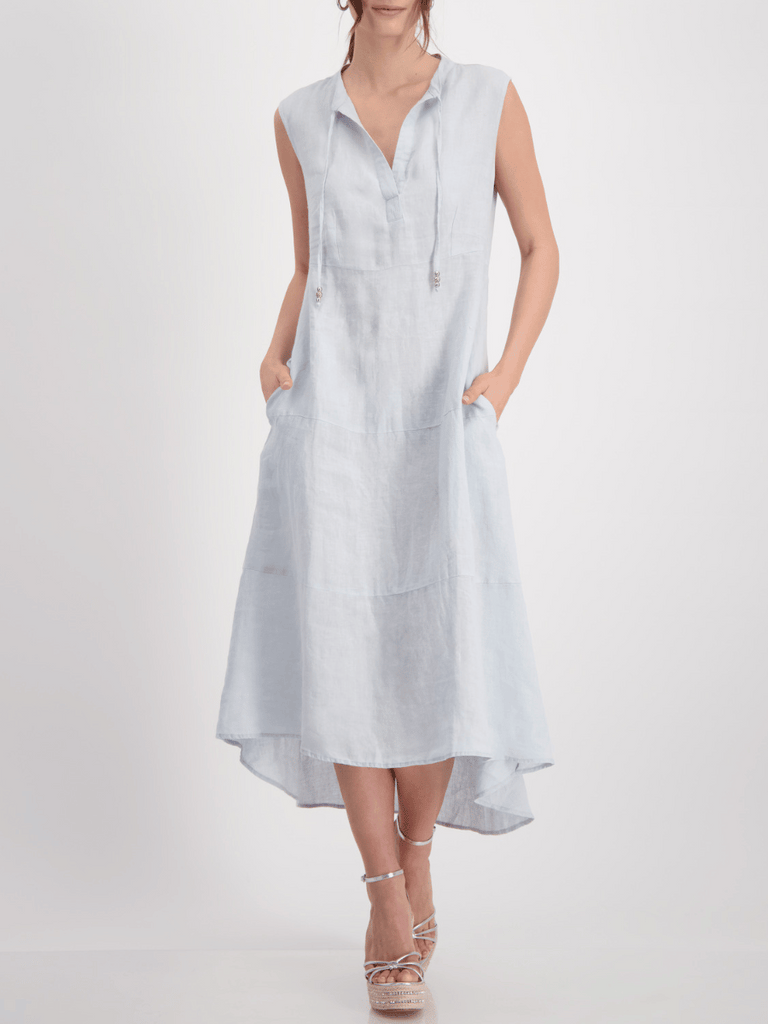 Monari Sleeveless Linen Maxi Dress in Sky Blue Discover the Elegant Monari Collection at Signature of Double Bay, Shop Stylish Knitwear, Dresses, and Tops Online from Sydney's Premier Mature Fashion Boutique