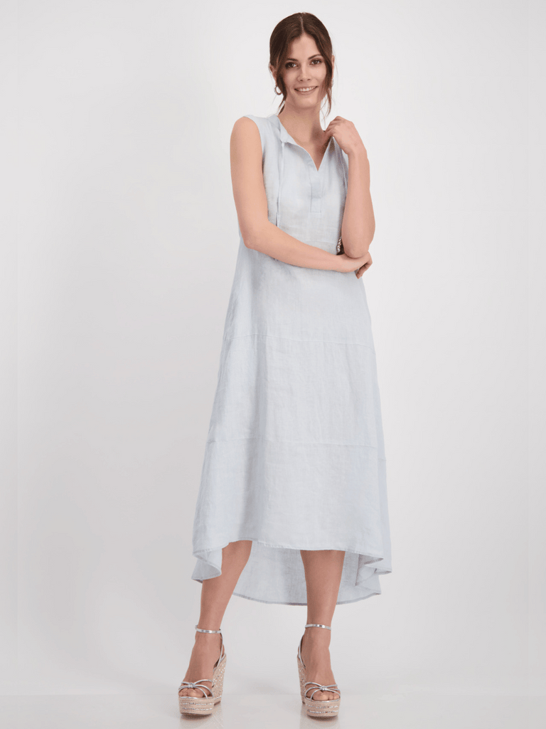 Monari Sleeveless Linen Maxi Dress in Sky Blue Discover the Elegant Monari Collection at Signature of Double Bay, Shop Stylish Knitwear, Dresses, and Tops Online from Sydney's Premier Mature Fashion Boutique