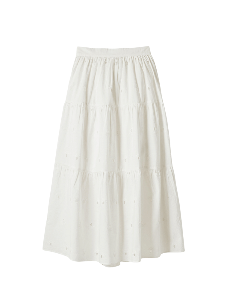 Desigual Embroidered Midi Skirt in White FW05 Desigual Stockist Online Signature of Double Bay European Spanish Fashion Mature Fashion jackets Blazers dresses shirts