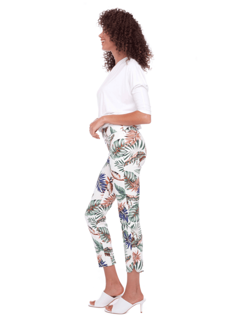 Up! Pants Tummy Control Slim Petal Pant 28" in Lotus Print 68025 Up Pants Tummy control stockist online Australia flattering body contouring shaping pants high rise waistband signature of double bay Sydney fashion