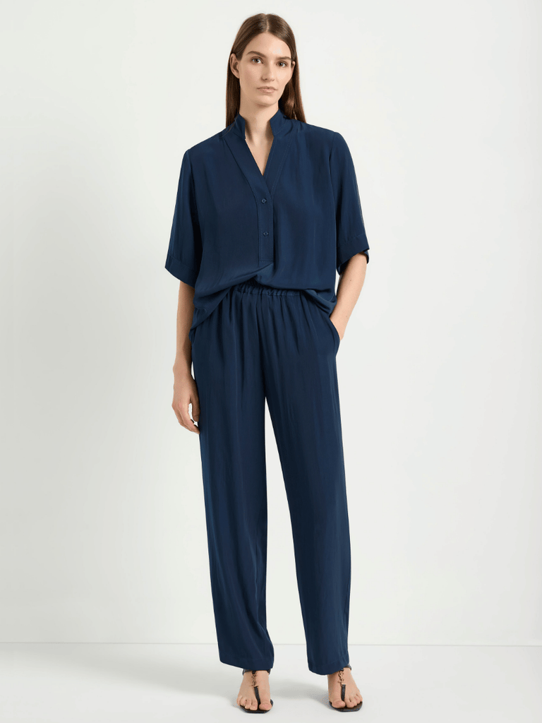 Mela Purdie Full Length Tapered Leg Savoy Pant in Sapphire Blue 1850 Mela Purdie Stockist Online Australia Signature of Double Bay Tops Dresses Elegant Clothing