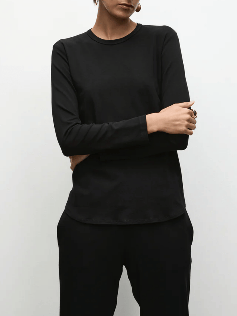 Mela Purdie Crew Neck Studio Top in Black 8086 Mela Purdie Stockist Online Australia Signature of Double Bay Tops Dresses Elegant Clothing