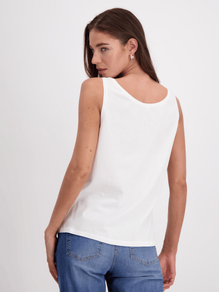 Monari Basic Cotton Camisole in Off White 408363 Discover the Elegant Monari Collection at Signature of Double Bay, Shop Stylish Knitwear, Dresses, and Tops Online from Sydney's Premier Mature Fashion Boutique