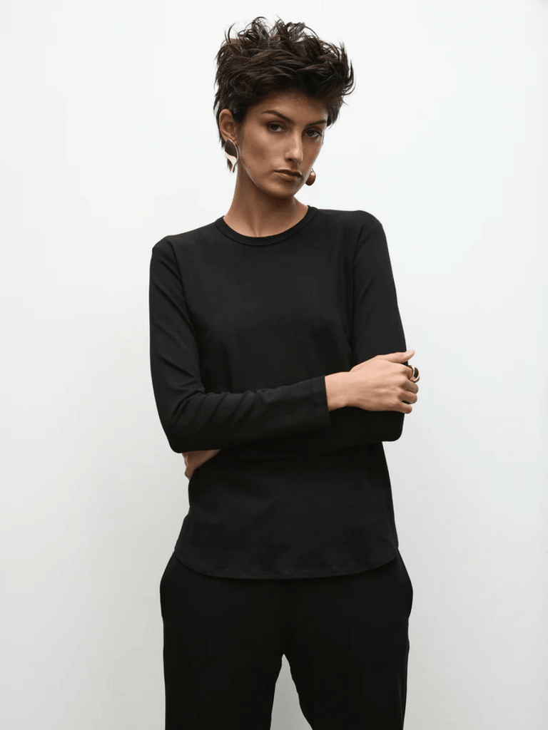 Mela Purdie Crew Neck Studio Top in Black 8086 Mela Purdie Stockist Online Australia Signature of Double Bay Tops Dresses Elegant Clothing