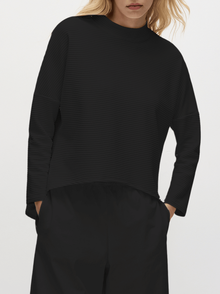 Mela Purdie Arc Sweater in Black Ridge Ponte 8617 Buy Mela Purdie Stockist Australia Online Signature of Double Bay Matte Jersey Blouses professional