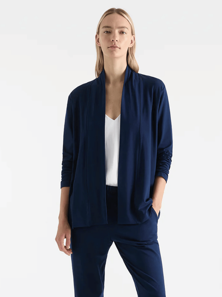 Mela Purdie Long Sleeve Pull-On Jacket in Navy 4173 Mela Purdie Stockist Online Australia Signature of Double Bay Tops Dresses Elegant Clothing