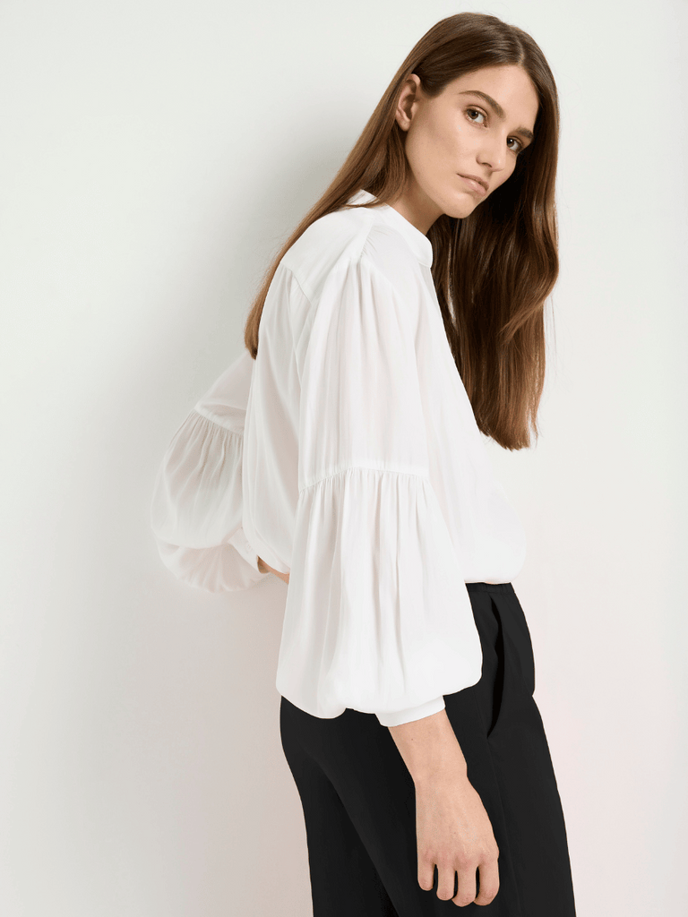 Mela Purdie Meridian Blouse in White 8521 Mela Purdie Stockist Online Australia Signature of Double Bay Tops Dresses Elegant Clothing